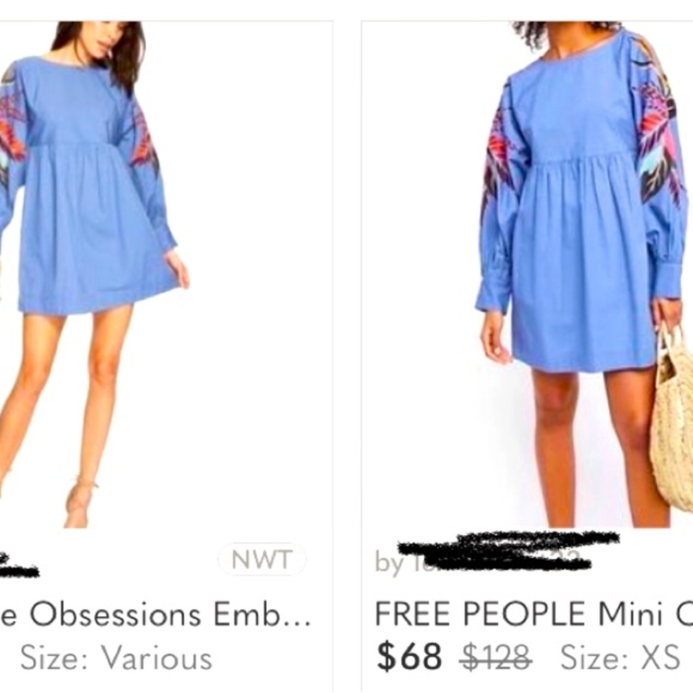 Embroidery balloon sleeve dress